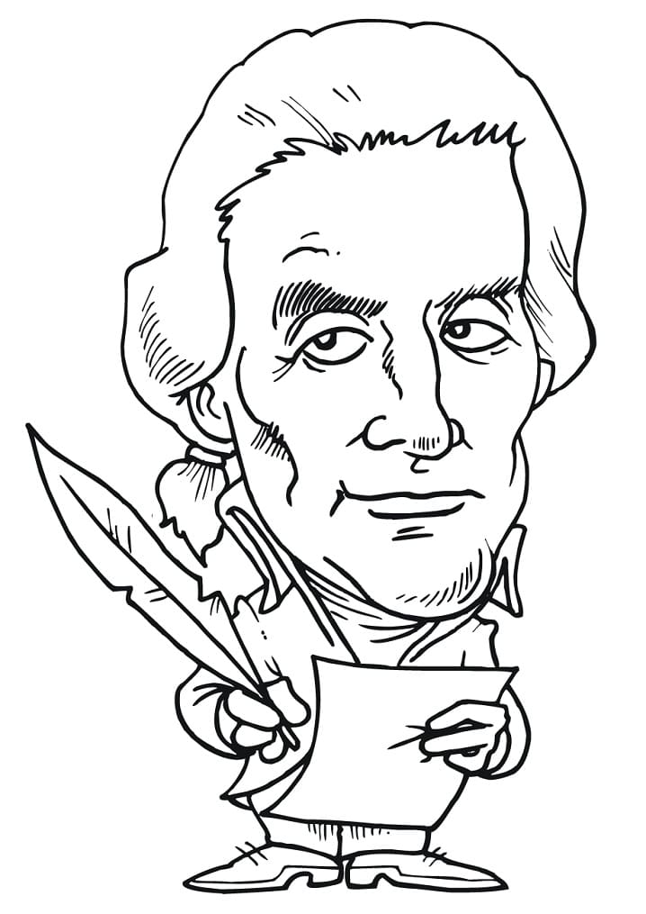 Thomas Jefferson Caricature coloring page