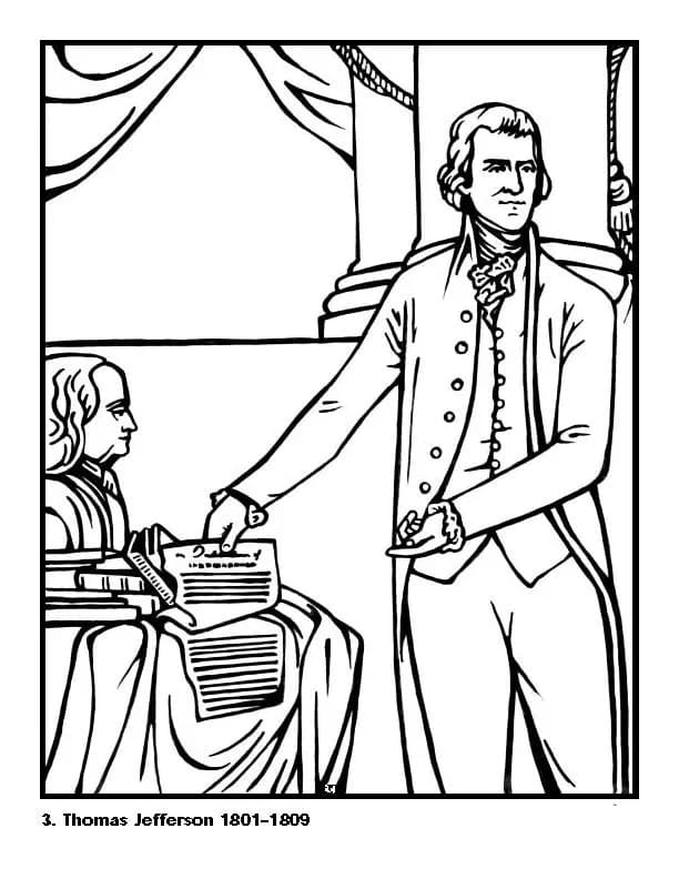 Desenho de Thomas Jefferson e a compra da Louisiana para colorir