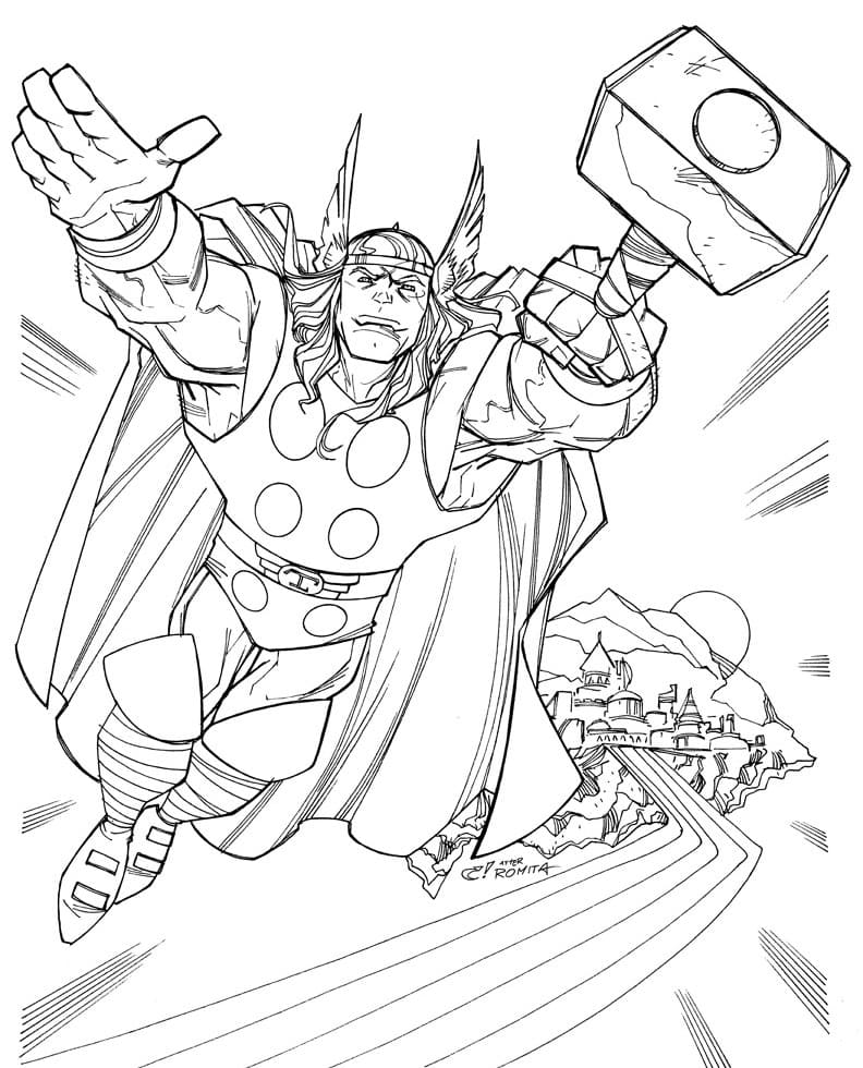 Thor from Asgard Coloring Page - Free Printable Coloring Pages for Kids