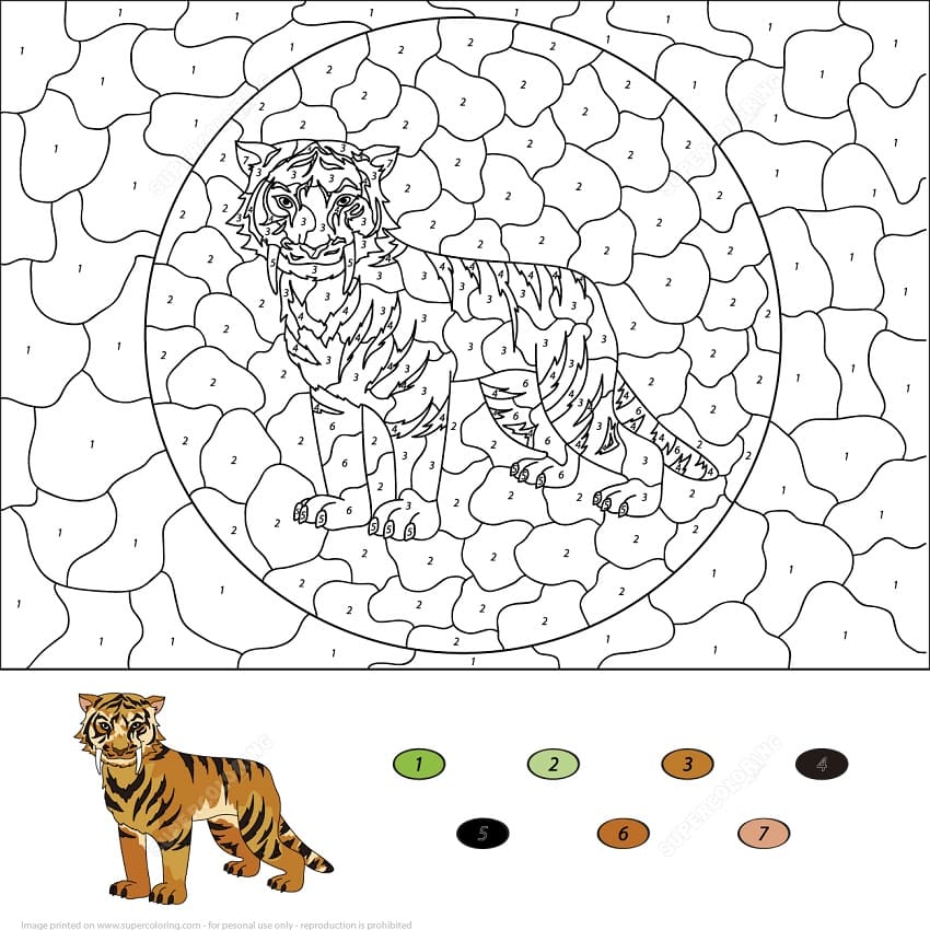 Animal Color By Number Coloring Page