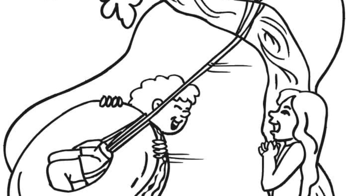Tyre Coloring Tire Swing Coloring Page How To Draw A Girl On Swing || Tyre Swing