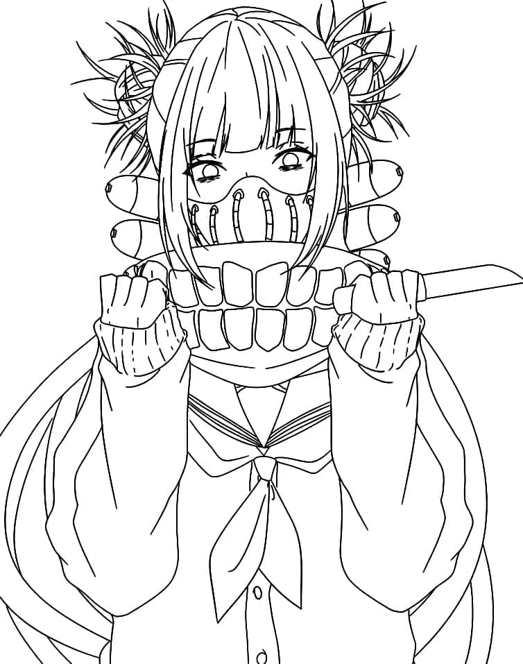 Free printable Toga Himiko in My Hero Academia coloring page. 