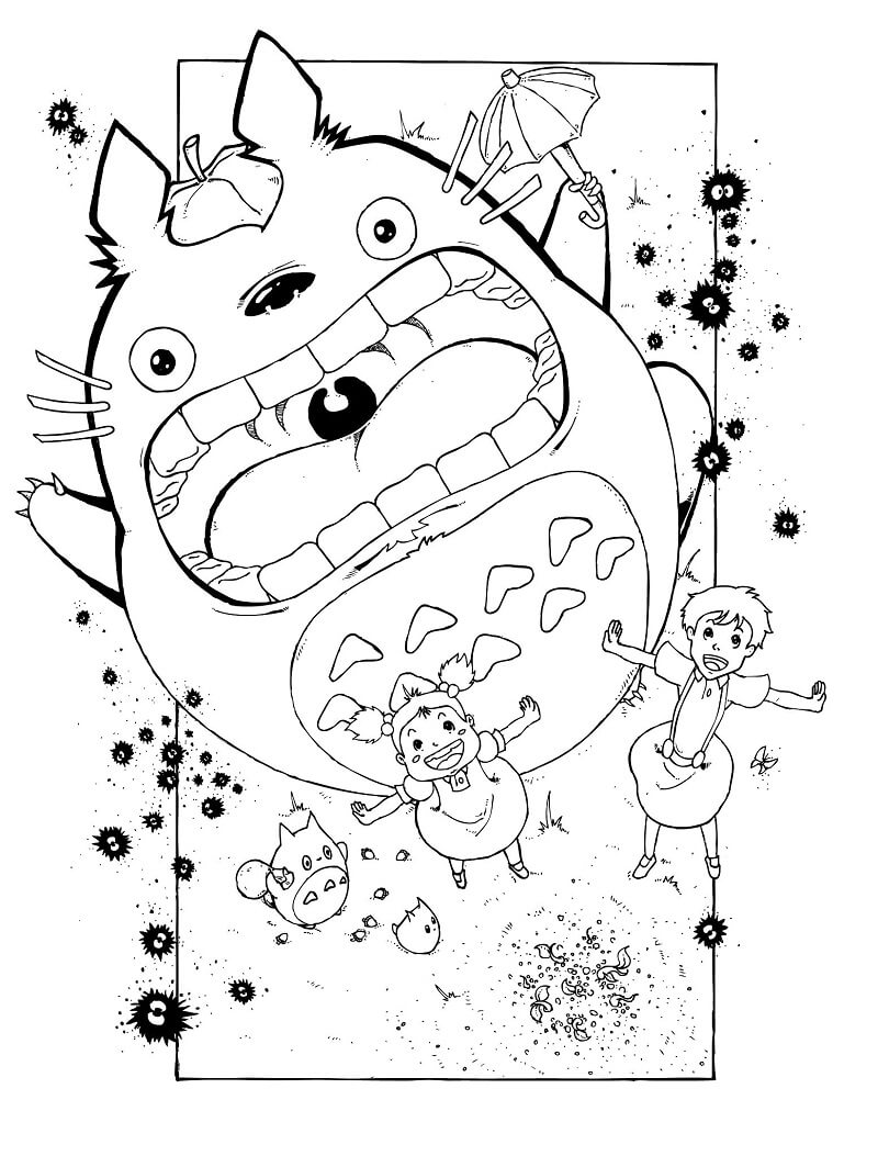 Totoro Screaming Coloring Page Free Printable Coloring Pages For Kids