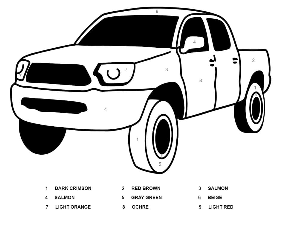 Toyota Pickup Truck Color by Number
