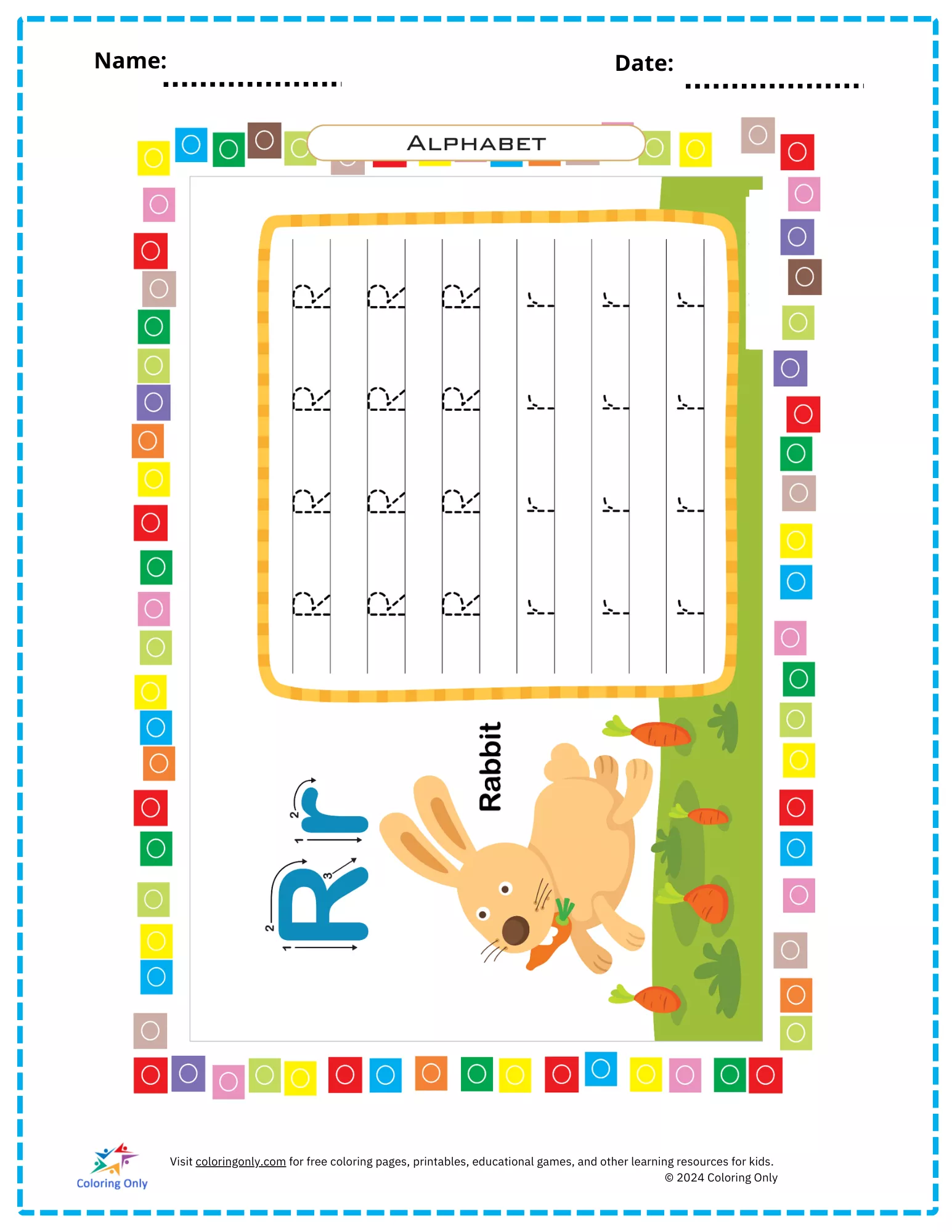 Trace Write & Learn the Letter R Free Printable Worksheet