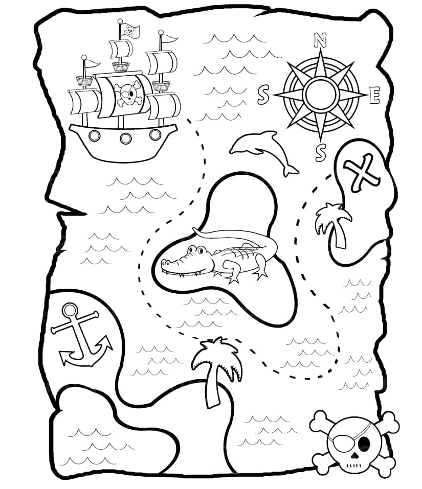 Treasure Map Free Printable Coloring Page Free Printable Coloring