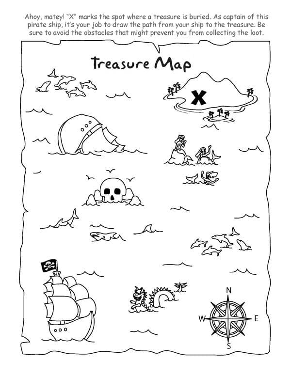 Free Printable Treasure Map Coloring Page Signsnom