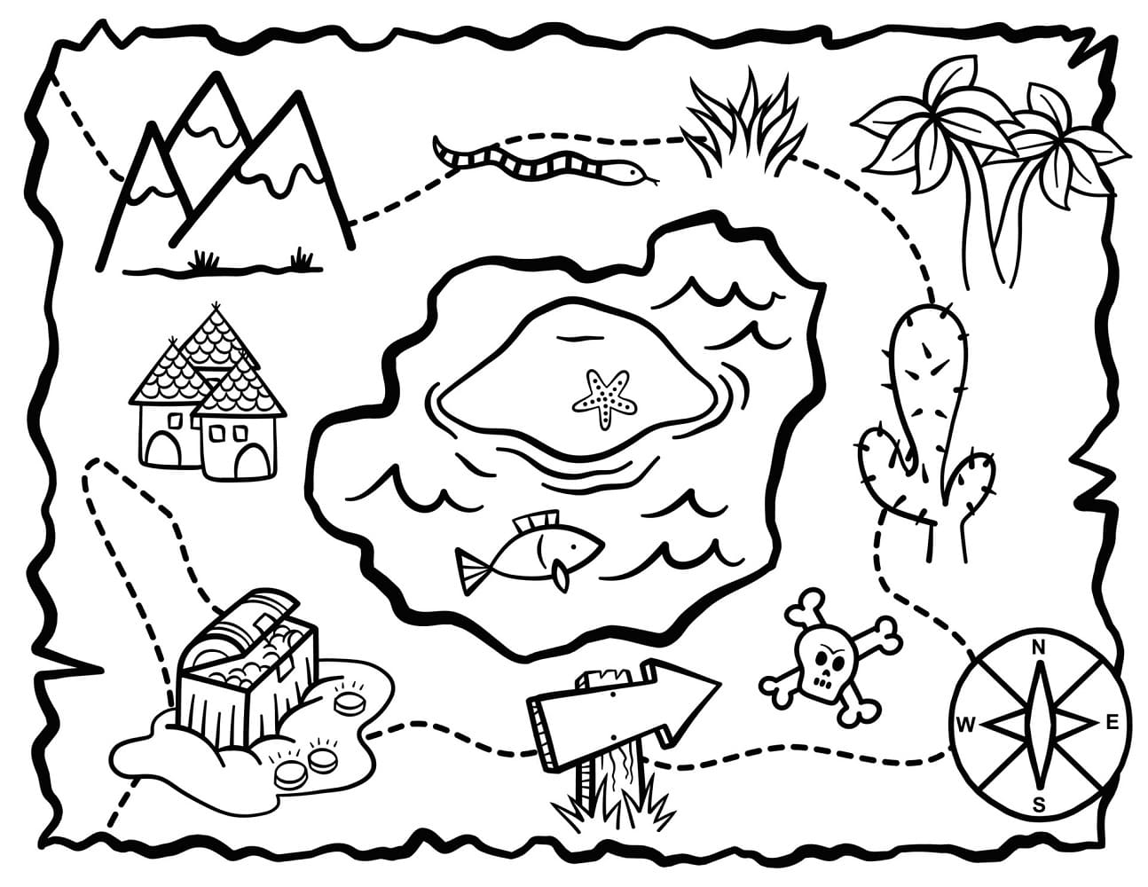 Treasure Map Coloring Pages Printable