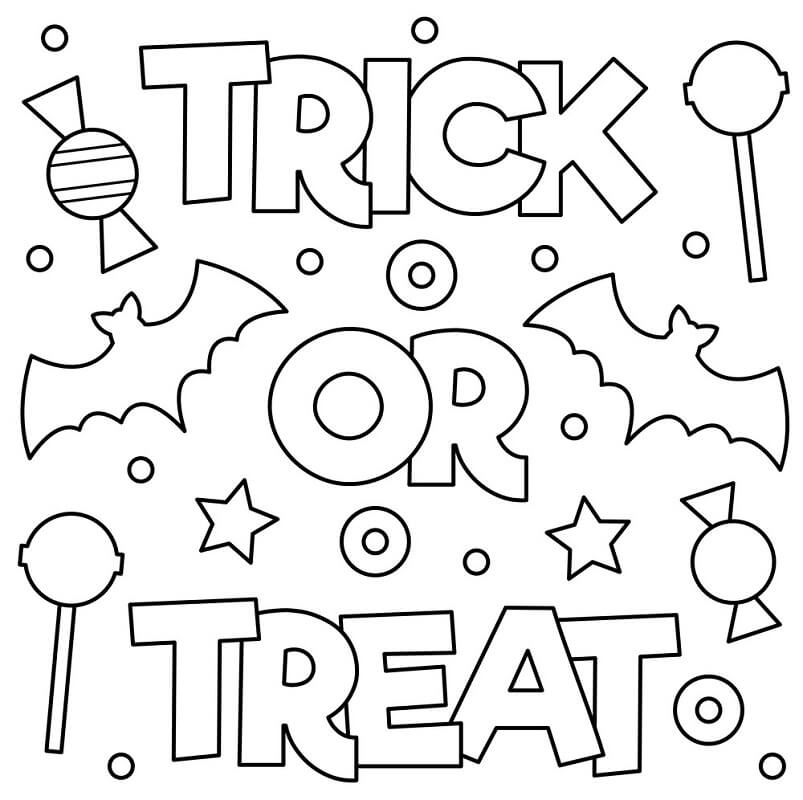 Trick or Treat Candy Bag Coloring Page - Free Printable Coloring Pages