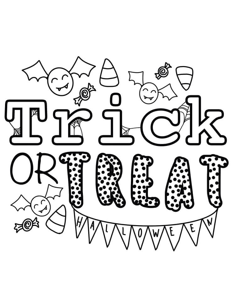 Trick or Treat Candies Coloring Page - Free Printable Coloring Pages