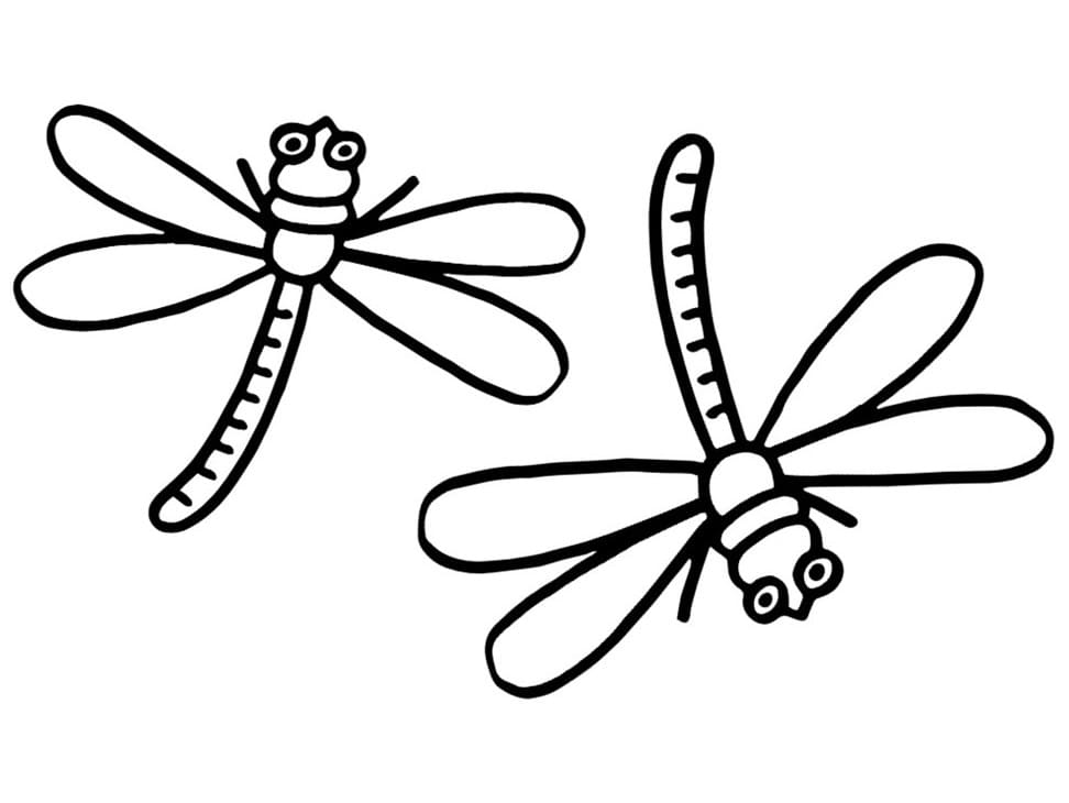 Two Dragonflies Coloring Page - Free Printable Coloring Pages for Kids