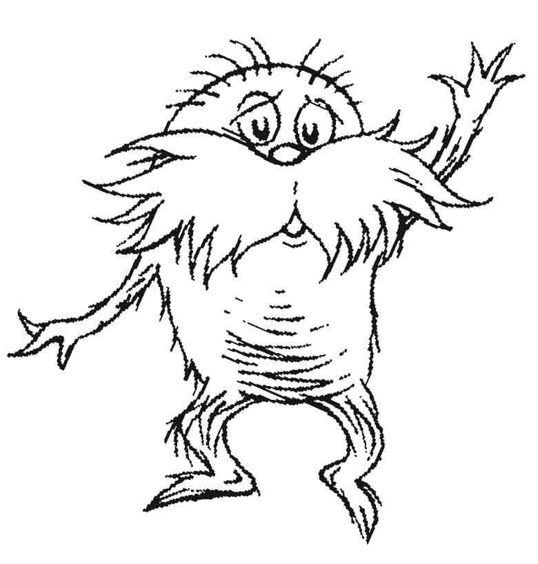 Free printable Ugly Lorax coloring page. 