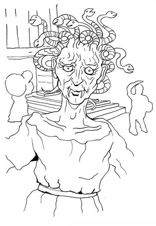 Medusa Smiling Coloring Page - Free Printable Coloring Pages for Kids