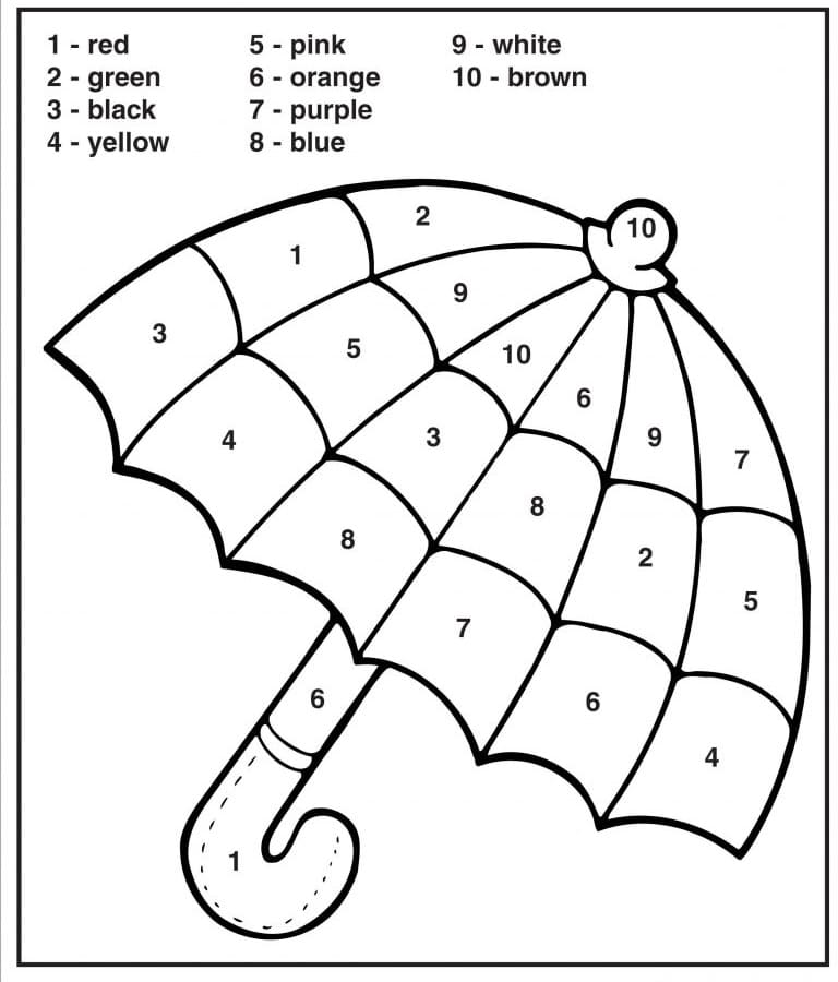 Umbrella Color By Number Coloring Page Free Printable Coloring Pages 