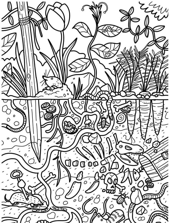 Underground Doodle Coloring Page - Free Printable Coloring Pages for Kids