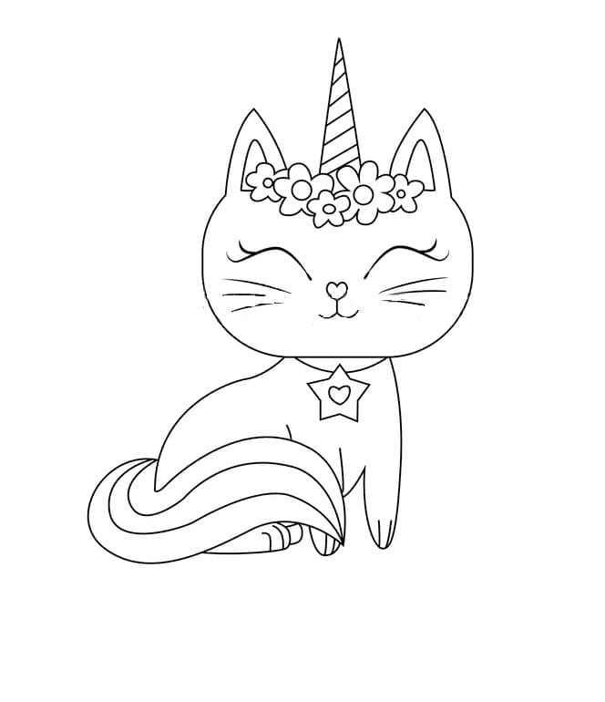 unicorn cat smiling coloring page free printable coloring pages for kids