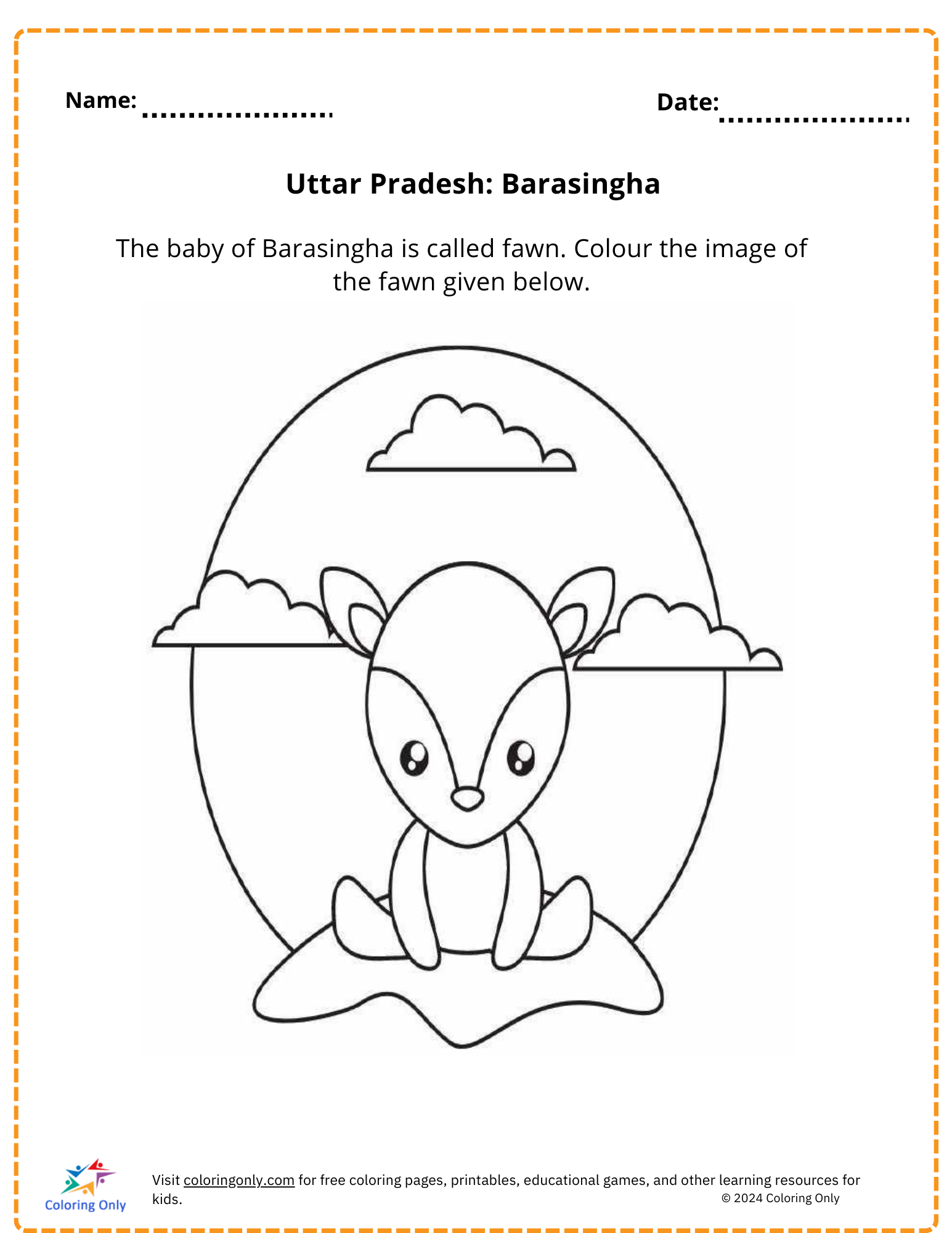 Uttar Pradesh: Barasingha free Printable Worksheet