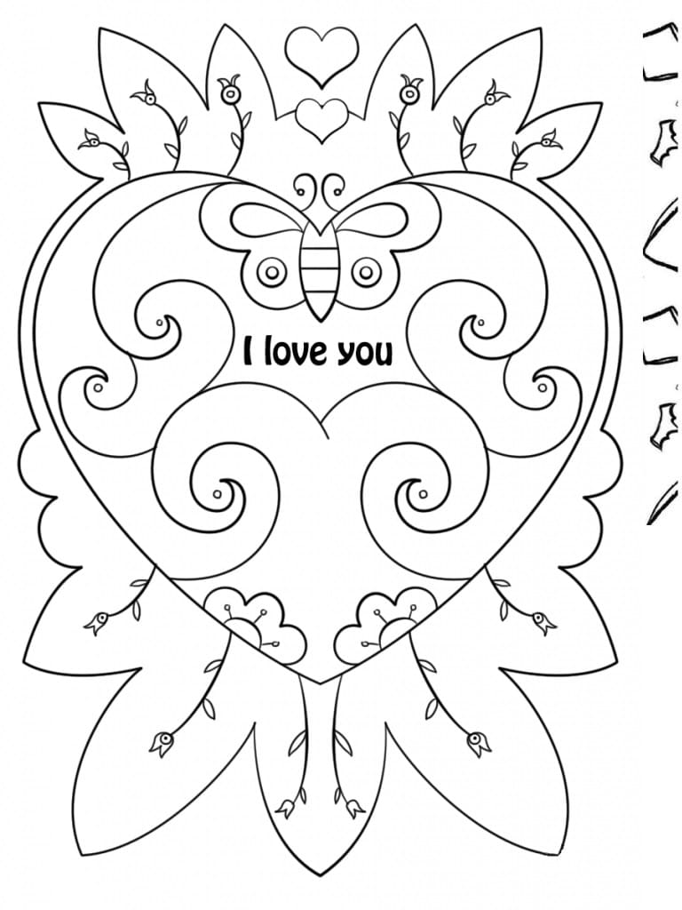 Free Printable Colouring Valentine Cards