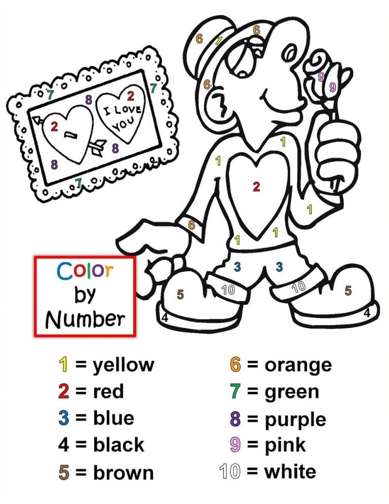 Valentine Color by Number Worksheet