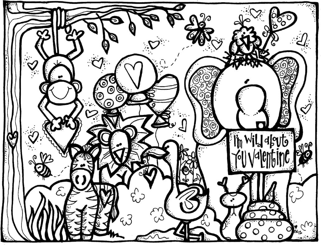 Valentine Melonheadz Coloring Page - Free Printable Coloring Pages for Kids