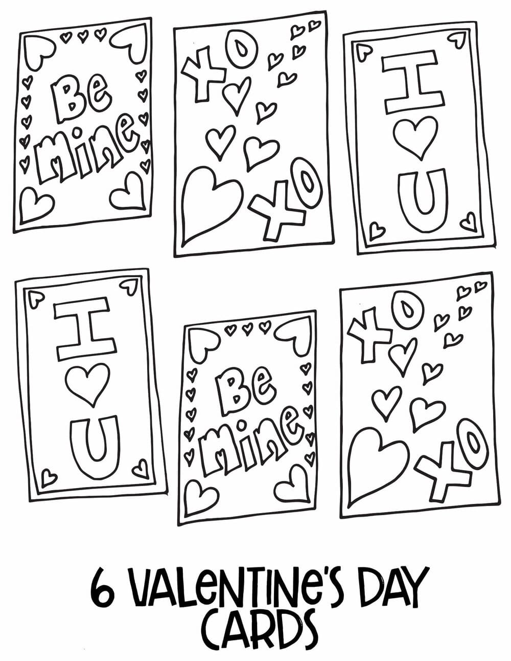 Valentine's Day Cards Coloring Page   Free Printable Coloring ...