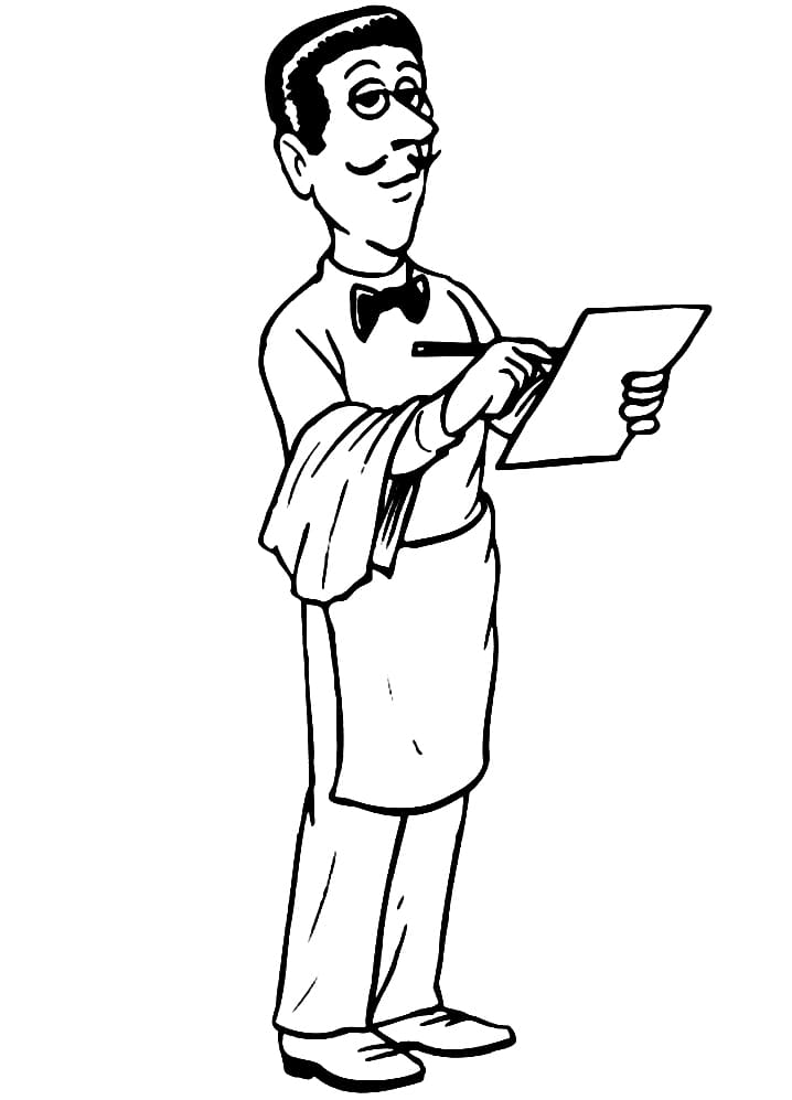 Waiter with Orders List Coloring Page - Free Printable Coloring Pages for  Kids