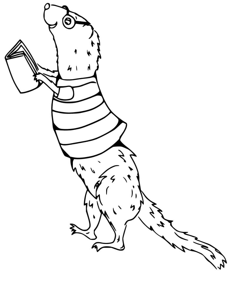 Weasel Reading Book Coloring Page - Free Printable Coloring Pages for Kids