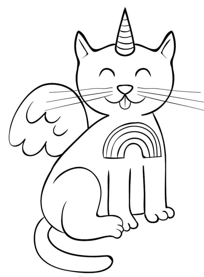 printable unicorn cat coloring pages