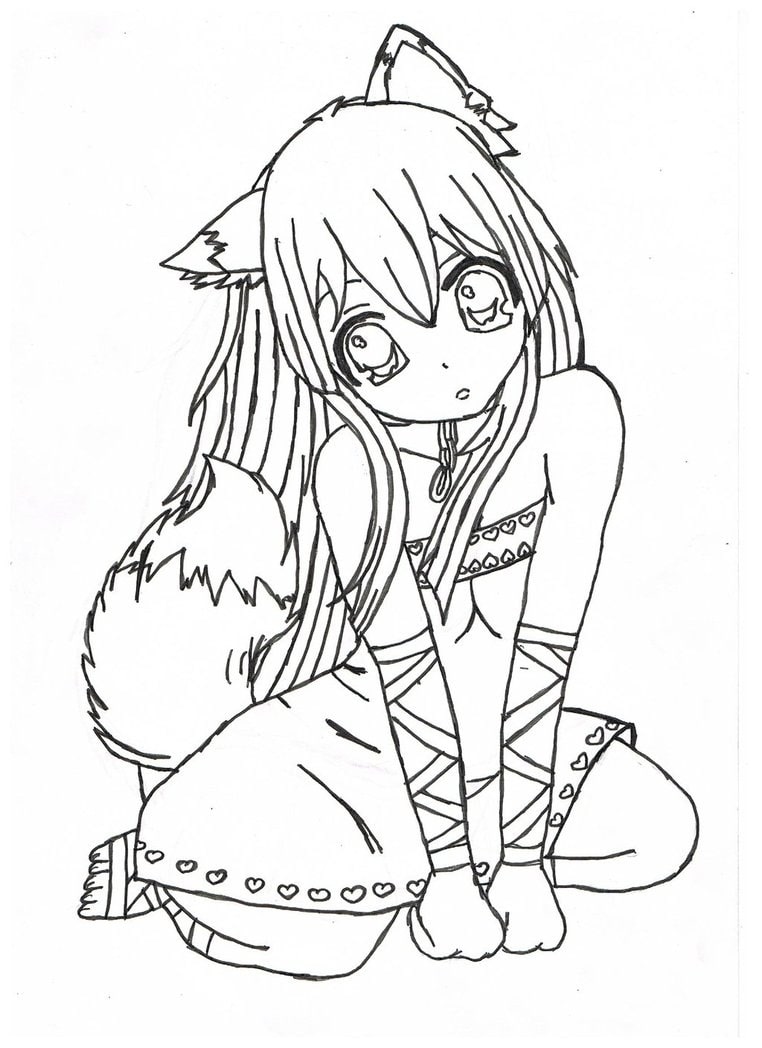 Wolf Girl Coloring Page   Free Printable Coloring Pages for Kids