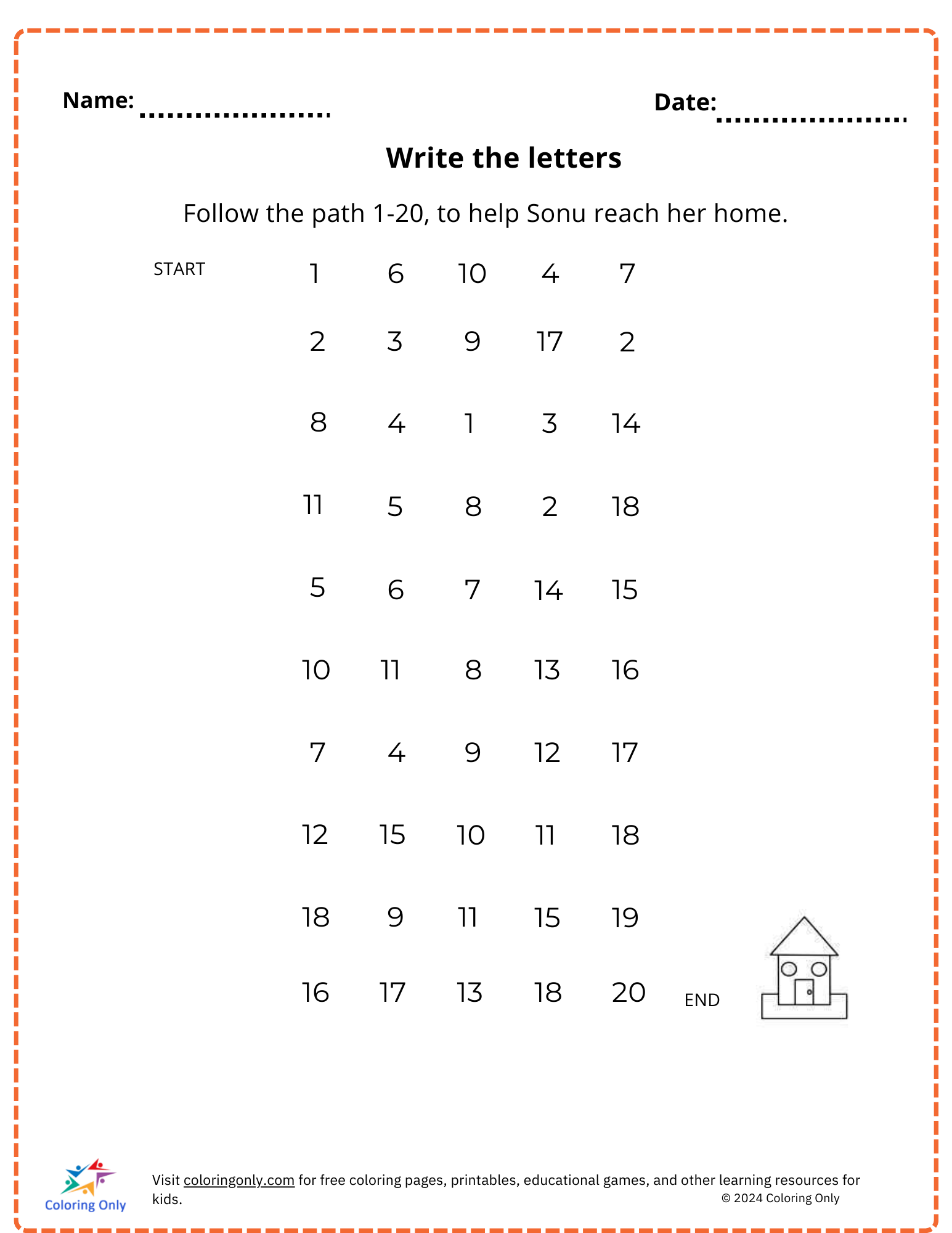 Write the letters free Printable Worksheet