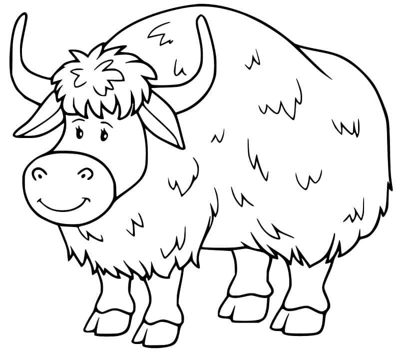 Realistic Yak Coloring Page - Free Printable Coloring Pages for Kids