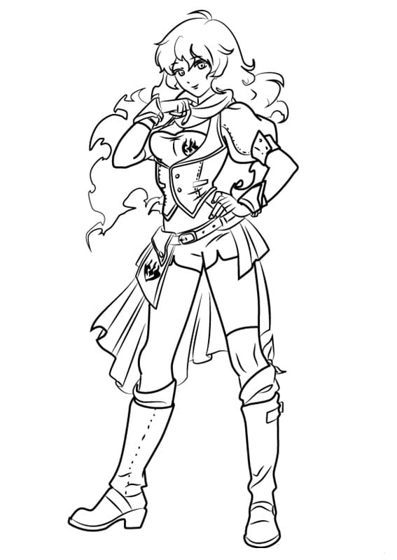 Yang Xiao Long from RWBY Coloring Page - Free Printable Coloring Pages