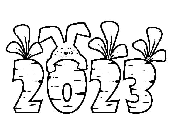 Year 2023 With Rabbit Coloring Page Free Printable Coloring Pages For 