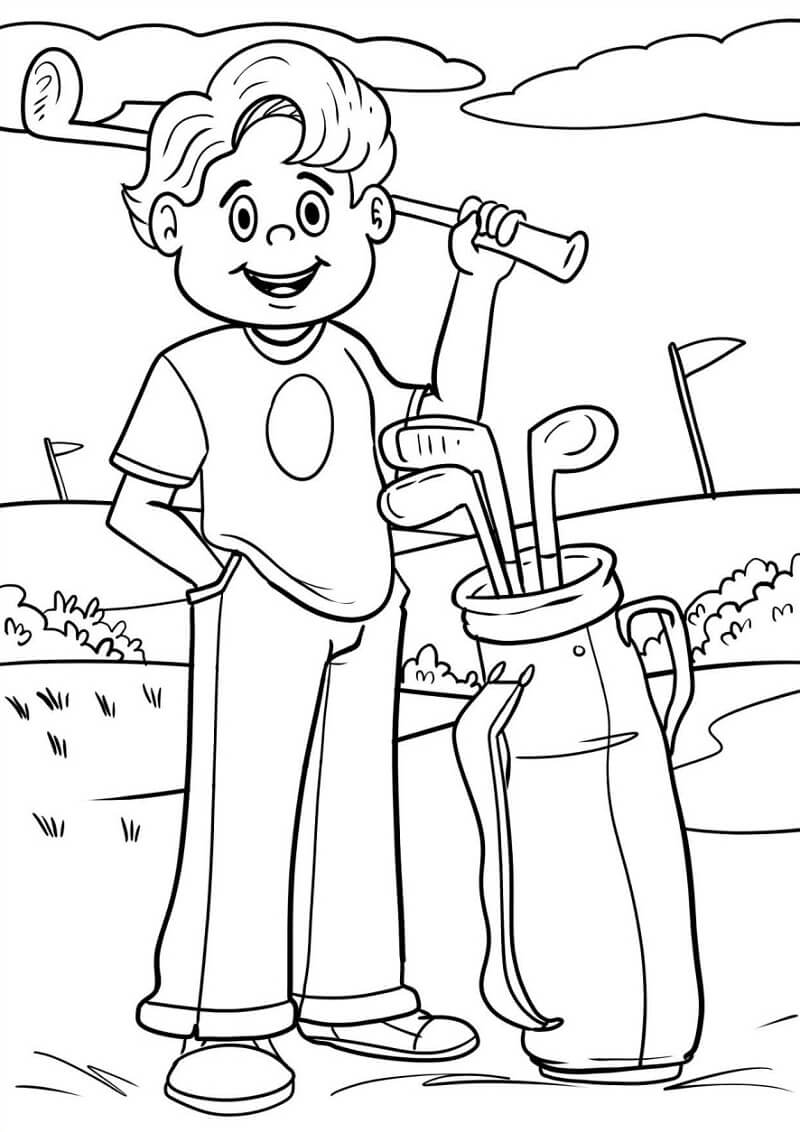 Golfer Playing Coloring Page - Free Printable Coloring Pages for Kids