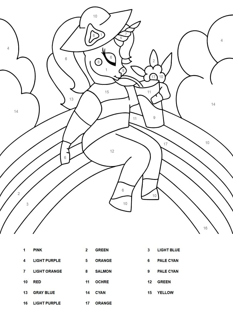 Unicorn Color By Number Coloring Pages   Free Printable Coloring ...