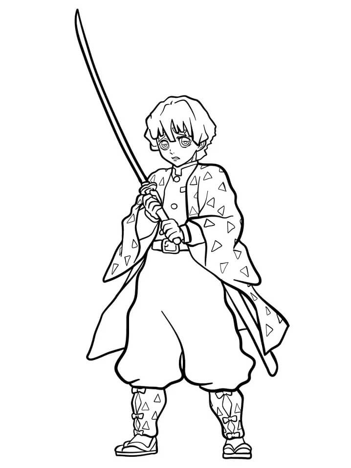 zenitsu agatsuma demon slayer coloring page free printable coloring