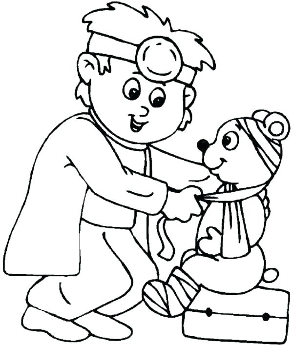 A Veterinarian Coloring Page - Free Printable Coloring Pages for Kids