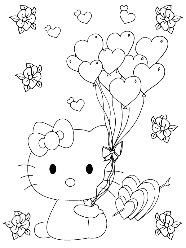 Hello Kitty Valentine Vacation Coloring Page - Free Printable Coloring ...