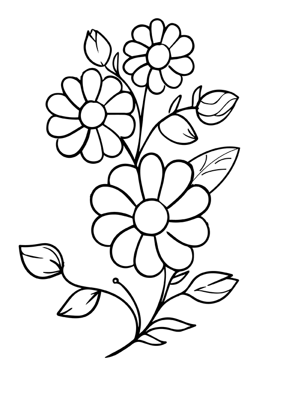 Aesthetic Flowers Coloring Page - Free Printable Coloring Pages for Kids