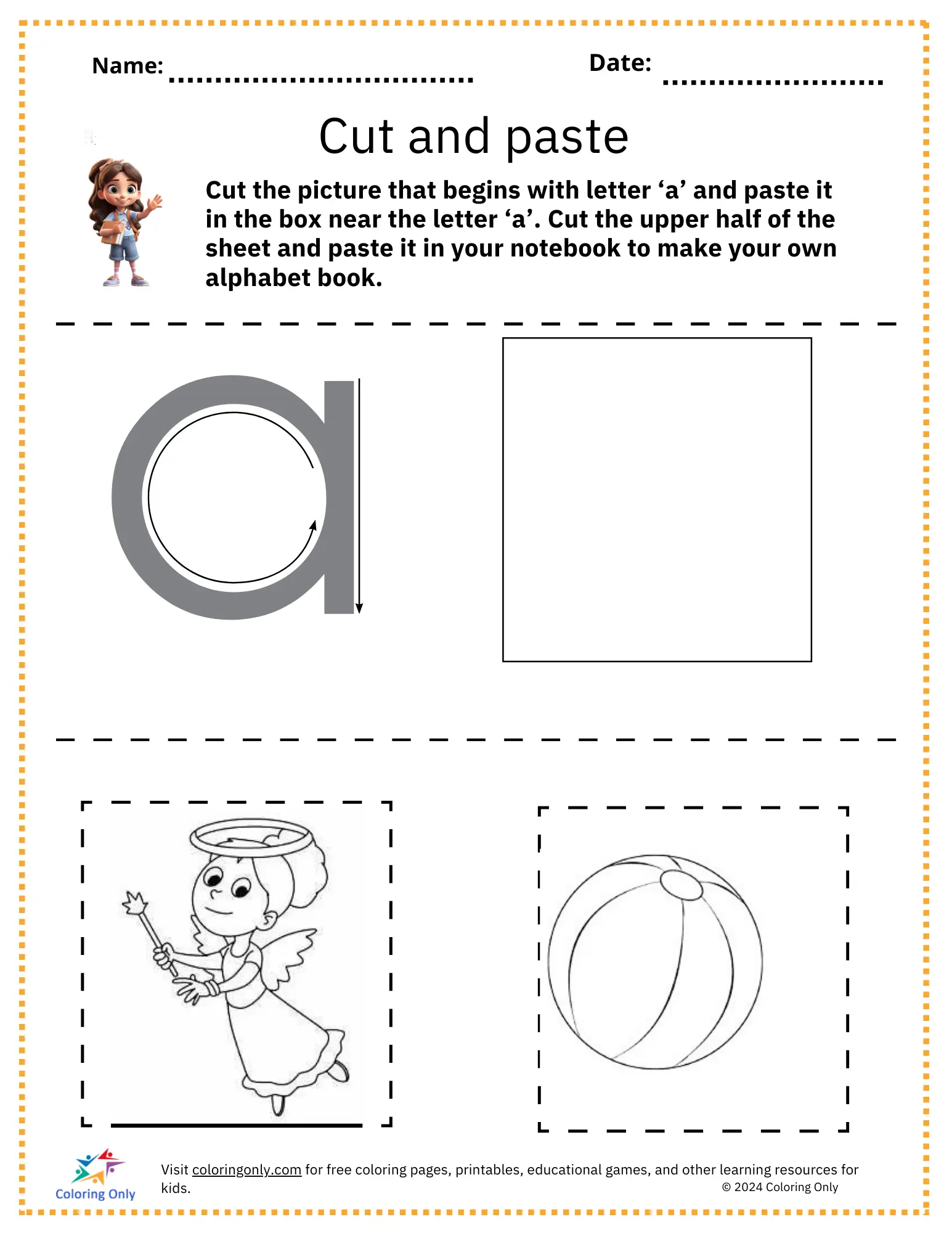 Alphabet Letter Free Printable Worksheet Coloring Pages