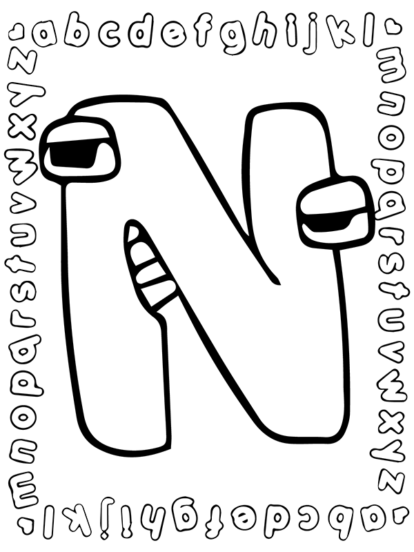 N from Alphabet Lore Coloring Pages - Free Printable Coloring Pages