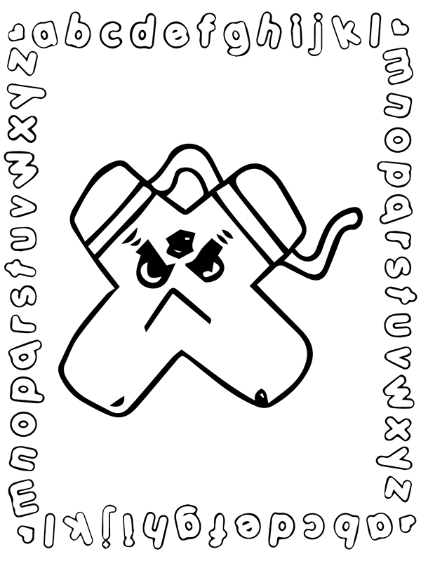 Alphabet lore coloring pages, letter X human character lore