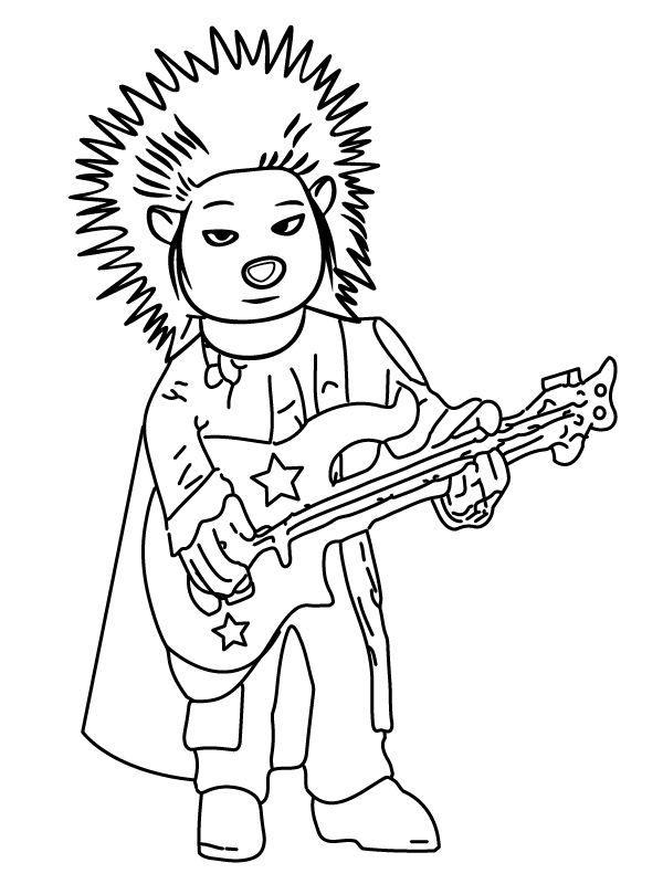 Cute Ash and Guitar Coloring Page - Free Printable Coloring Pages for Kids