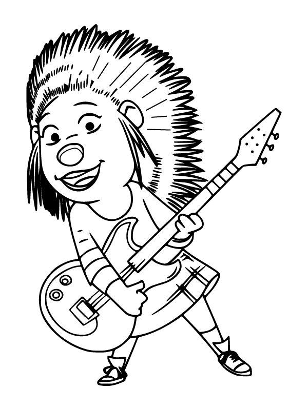 Ash Playing Guitar Coloring Page - Free Printable Coloring Pages for Kids