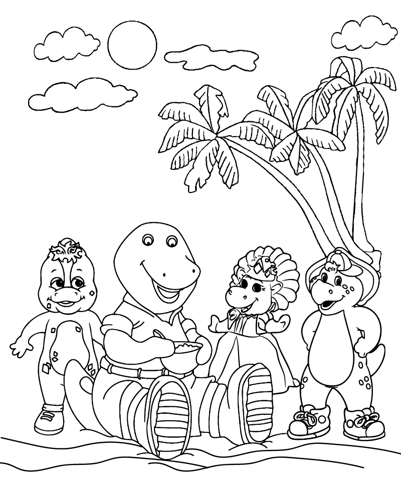 Barney and Friends Coloring Page