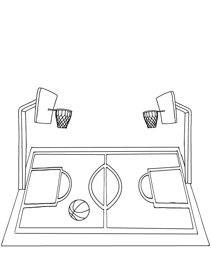 Basketball Court Coloring Page