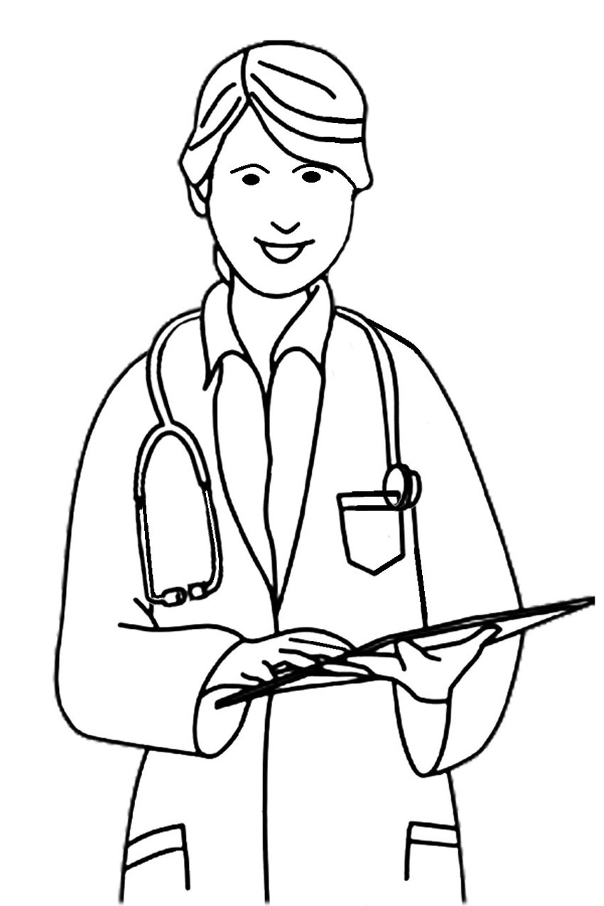 Beautiful Nurse Coloring Page - Free Printable Coloring Pages for Kids