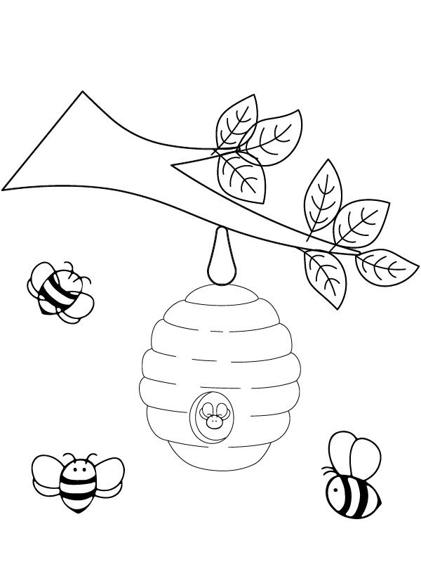 bee and beehive coloring pages