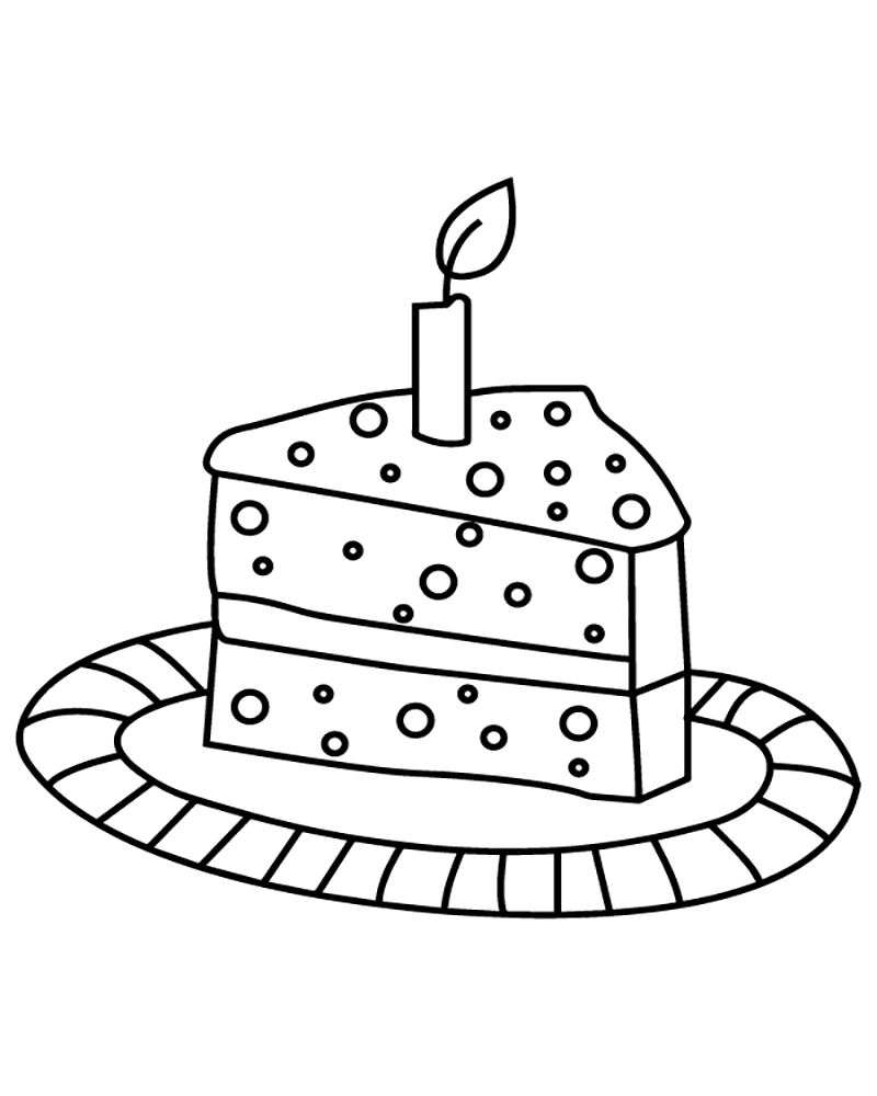 Birthday Cake Line Drawing - Coloring Pages