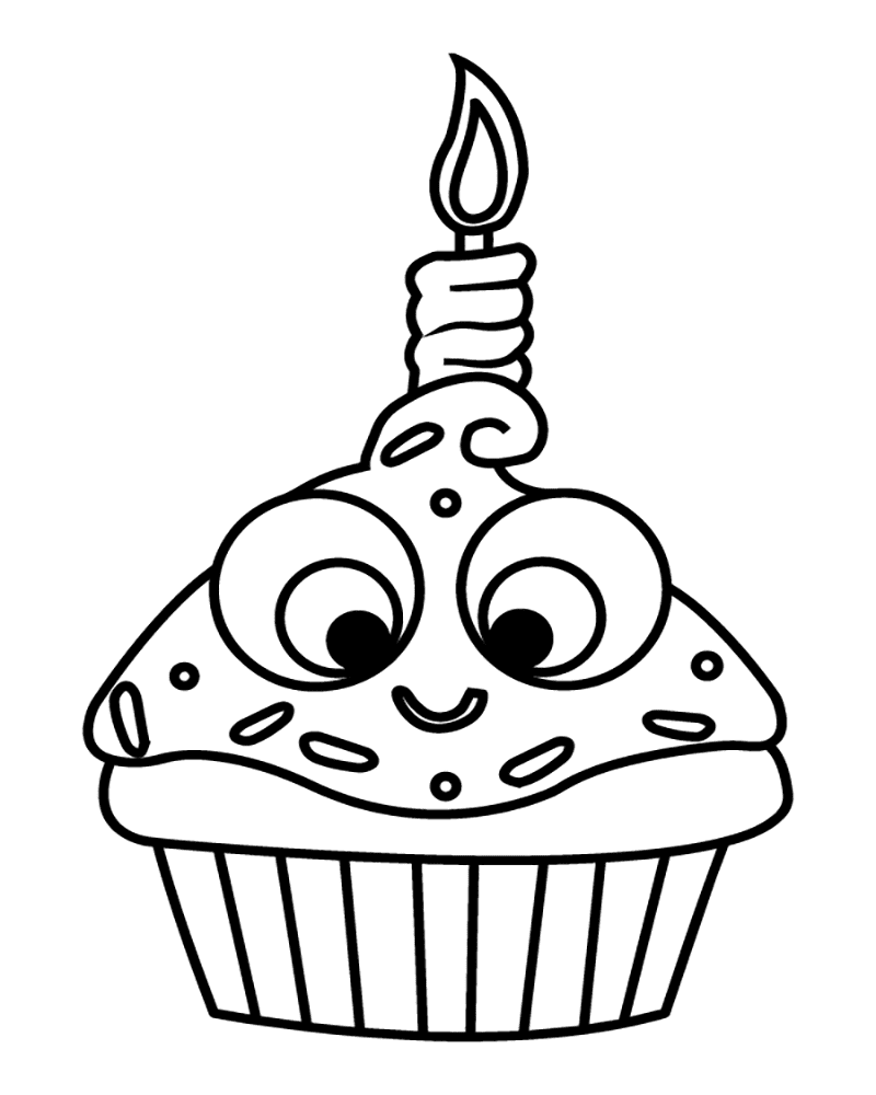 Happy Birthday Cake Coloring Page - Free Printable Coloring Pages for Kids